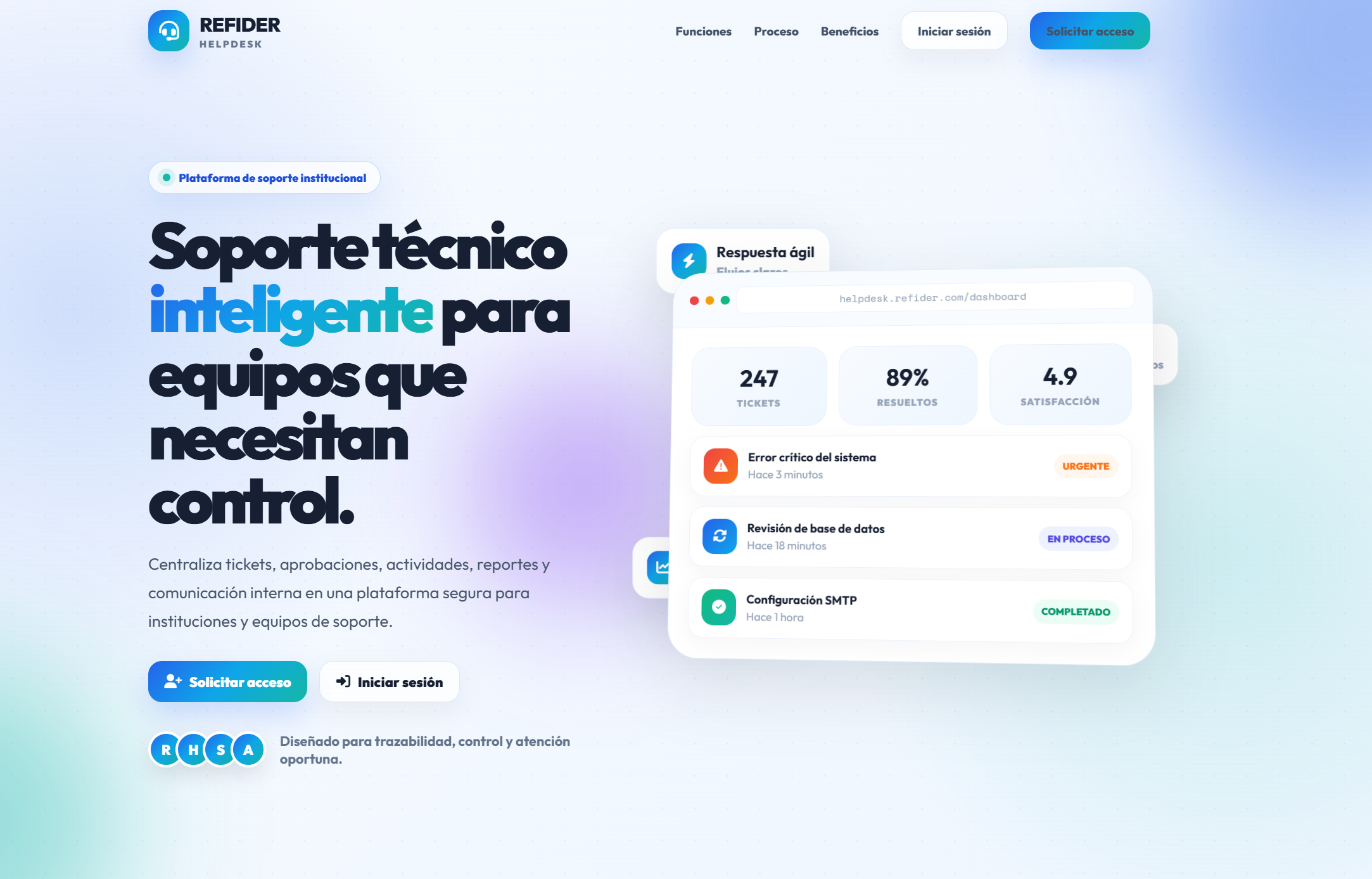 HelpDesk & Gestión Técnica REFIDER